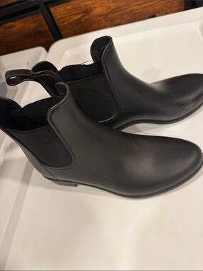 J. Crew Black Rubber Ankle Boots size 8